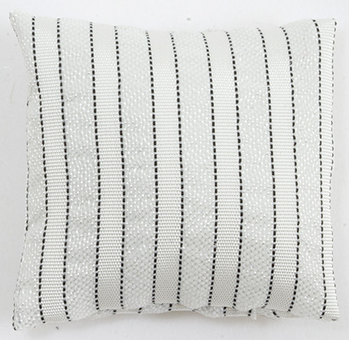 OakridgeStores.com | Barbara Obrien - BB - Pillow - Silver and White Stripe - 1" Scale Dollhouse Miniature - 80031 731851800319