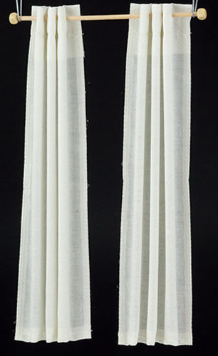 OakridgeStores.com | Barbara Obrien - White Modern Tab Curtain - 1:12 Scale Dollhouse Miniature - 90018