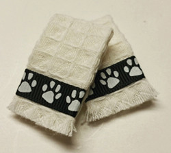 OakridgeStores.com | By Barb - Holiday Towel Set, Paws - 1" Scale Dollhouse Miniature - C25