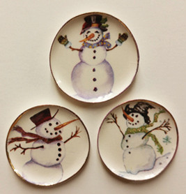 OakridgeStores.com | By Barb - Snowman Platters - 3pc Set - 1:12 Scale Dollhouse Miniature - CDD650