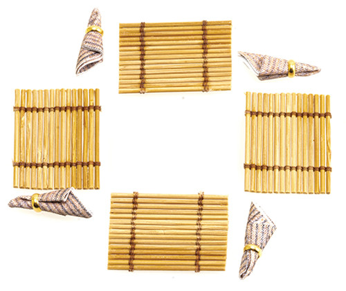 OakridgeStores.com | By Barb - Bamboo Placemats & Napkins - 1 Scale Dollhouse Miniature - CER5BB
