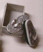 OakridgeStores.com | By Barb - Silver Flip Flops in Box - Clothing Accessory - 1:12 Scale Dollhouse Miniature - SF44S