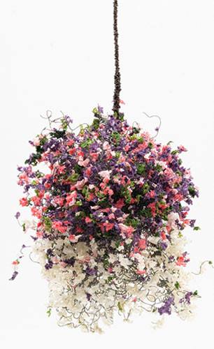 OakridgeStores.com | Creative Accents - CABL - Hanging Basket Grandma's Garden Large - 1:12 Scale Dollhouse Miniature Plant - HBL32 783970803351