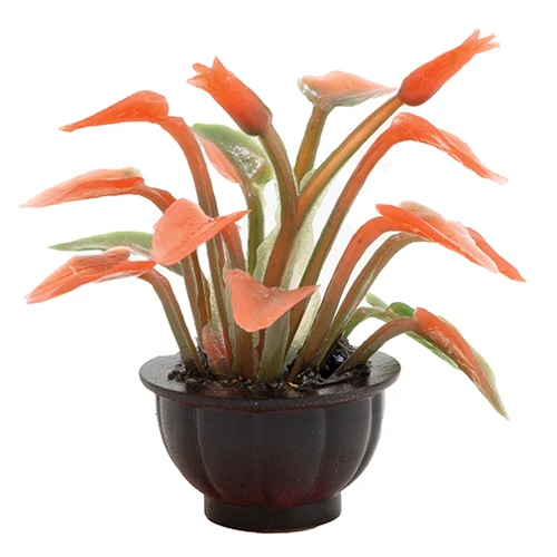 OakridgeStores.com | Creative Accents - CABL - Red Plant in Brown Pot - 1 Scale Dollhouse Miniature Plant - PP3 783970803184