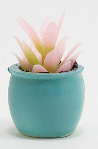OakridgeStores.com | Creative Accents - Pink Plant in Turquoise Pot - Potted Plant - 1:12 Scale Dollhouse Miniature - PP5 783970803207