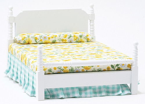 OakridgeStores.com | Classics Dollhouse - Bed, White - 1" Scale Dollhouse Miniature Bedroom Furniture - 10016 731851100167