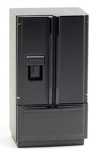 OakridgeStores.com | Classics Dollhouse - Modern Refrigerator with Bottom Freezer, Black - 1" Scale Dollhouse Miniature Appliance - 10126 731851101263