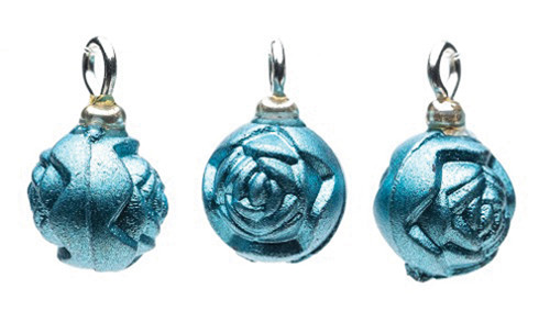 OakridgeStores.com | Creative Little Details - Turquoise Rose Ornament, Pkg. 3 - Holiday Ornament Set of 3 - 1:12 Scale Dollhouse Miniature - 2145