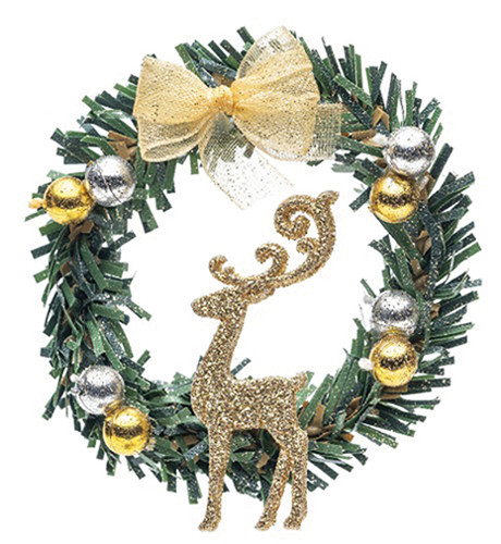 OakridgeStores.com | Creative Little Details - Reindeer Wreath - Christmas Wreath - 1" Scale Dollhouse Miniature - 6030