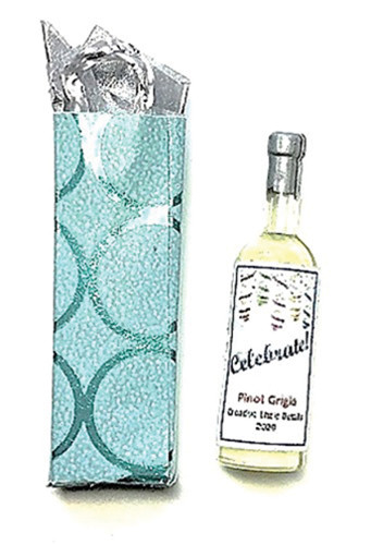 OakridgeStores.com | Creative Little Details - Celebrate Wine Gift - Bottle & Gift Bag - 1:12 Scale Dollhouse Miniature - 701