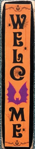 OakridgeStores.com | Creative Little Details - Wood Porch Board Sign - Halloween Welcome - 1:12 Scale Dollhouse Miniature - 922