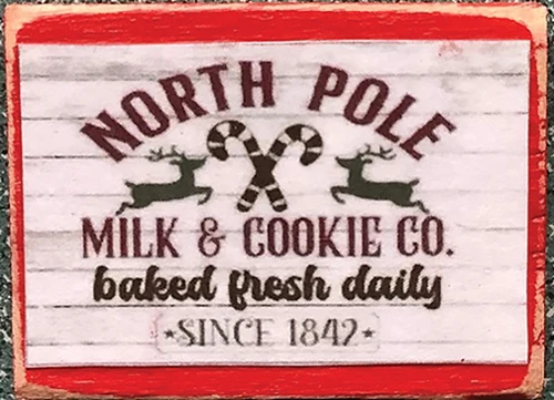 OakridgeStores.com | Creative Little Details - Decor Board Sign - Milk & Cookie - 1" Scale Dollhouse Miniature - 929