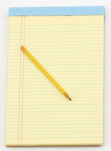 OakridgeStores.com | Hudson River Miniatures - Legal Pad with Pencil - Yellow Office Accessory - 1" Scale Dollhouse Miniature - 56102P