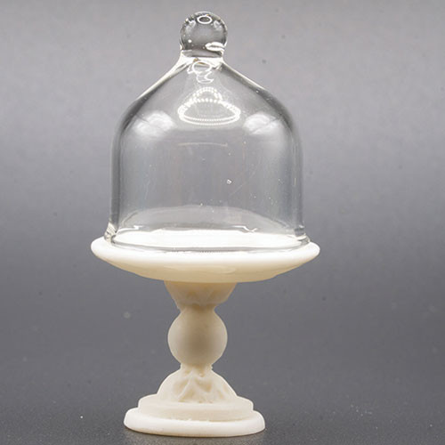 OakridgeStores.com | International Miniatures - White Pedestal with Glass Cover - 1:12 Scale Dollhouse Miniature - 65173 731851651737