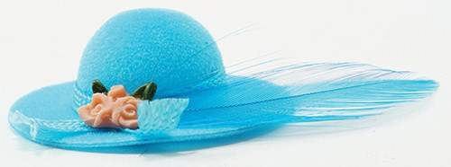 OakridgeStores.com | International Miniatures - Ladies Hat with Feather, Turquoise - 1:12 Scale Dollhouse Miniature - 65181 731851651812