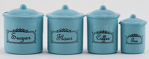 OakridgeStores.com | International Miniatures - Canister Set, 4 Piece, Turquoise - 1" Scale Dollhouse Miniature - 65600 731851656008
