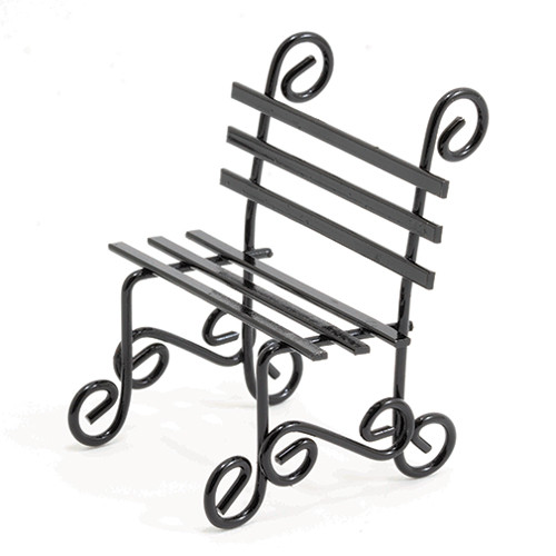 OakridgeStores.com | International Miniatures - Black Park Bench - Garden Furniture - 1 Scale Dollhouse Miniature - 65702 731851657029