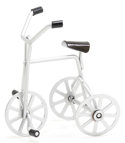 OakridgeStores.com | International Miniatures - Silver Tricycle - 1:12 Scale Dollhouse Miniature - 65706 731851657067