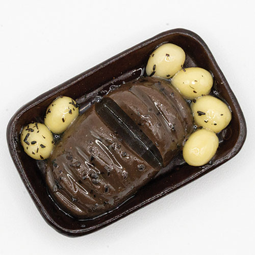 OakridgeStores.com | International Miniatures - Brown Tray of Beef and Potatoes - 1:12 Scale Dollhouse Miniature Food - 65751 731851657241