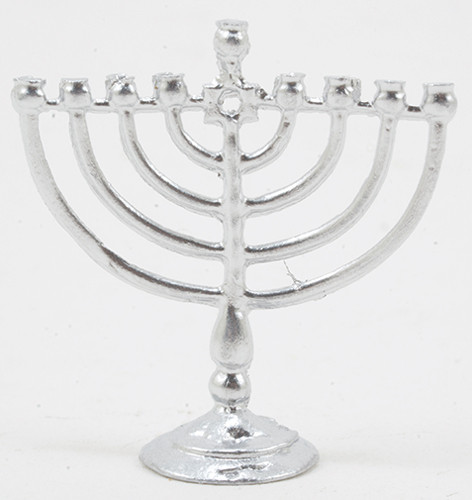 OakridgeStores.com | Island Crafts - Chanukah Menorah, Silver - 1" Scale Dollhouse Miniature Holiday - 2502