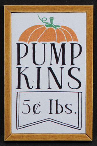 OakridgeStores.com | KC Pictures - Pumpkins 5 Cents Picture - Oak Frame - 1" Scale Dollhouse Miniature - AU4OAK