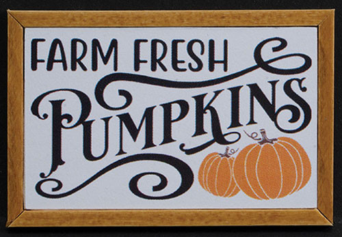OakridgeStores.com | KC Pictures - Farm Fresh Pumpkins Picture - Oak Frame - 1:12 Scale Dollhouse Miniature - AU6OAK
