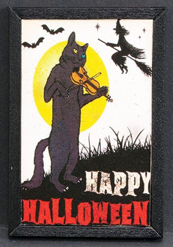 OakridgeStores.com | KC Pictures - Happy Halloween Picture, Black Frame - 1:12 Scale Dollhouse Miniature - HL14BLK