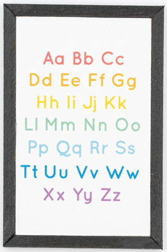 OakridgeStores.com | KC Pictures - Alphabet Picture, Black Frame - 1" Scale Dollhouse Miniature - KF66BLK