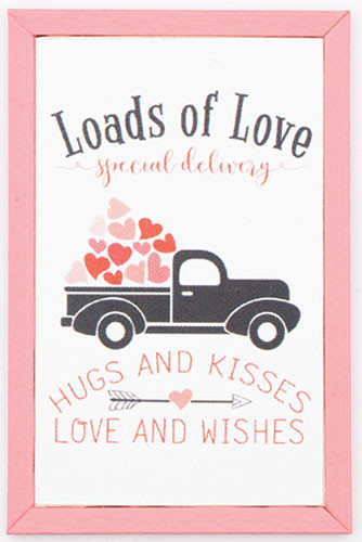 OakridgeStores.com | KC Pictures - Loads of Love Picture - Pink Frame - Valentine's Day - 1" Scale Dollhouse Miniature - VL4PNK