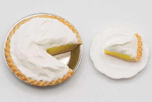 OakridgeStores.com | LA Artisan Miniatures - Lemon Pie and Slice - 1:12 Scale Dollhouse Miniature - 122