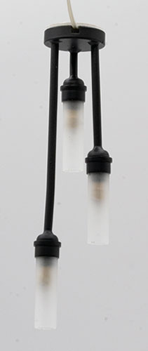 OakridgeStores.com | Miniature House - 3 Ceiling Light with Frosted Tube Shade, Black, 12 Volt - 1:12 Scale Dollhouse Miniature Light - 14024BK 783970990013