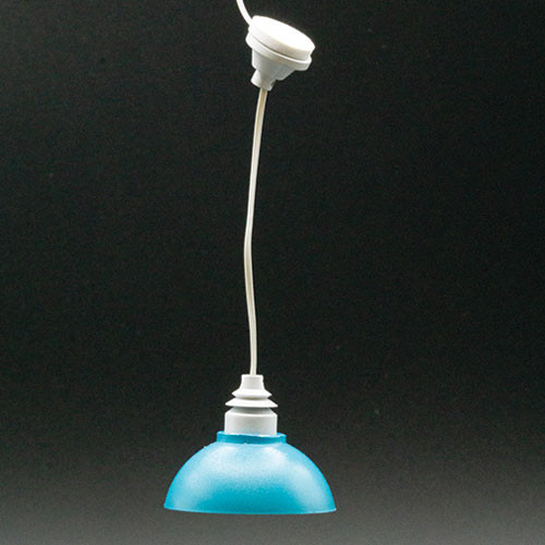 OakridgeStores.com | Miniature House - American Swag Hanging Lamp w/ Blue Shade - 12 Volt - 1:12 Scale Dollhouse Miniature Light - 15020 783970150202