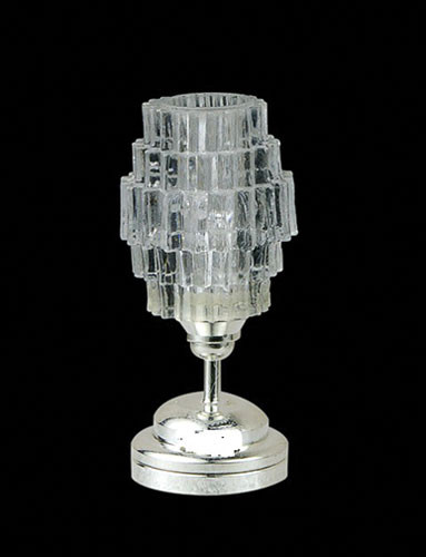 OakridgeStores.com | Miniature House - LED Battery Modern Silver Art Deco Table Lamp w/ Wand, CR1632, 3 Volt - 1 Scale Dollhouse Miniature Light - 51041 783970510419