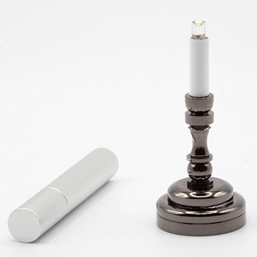 OakridgeStores.com | Miniature House - LED Battery Candlestick Table Lamp with Wand, Dark Pewter - 1:12 Scale Dollhouse Miniature - 51045BK