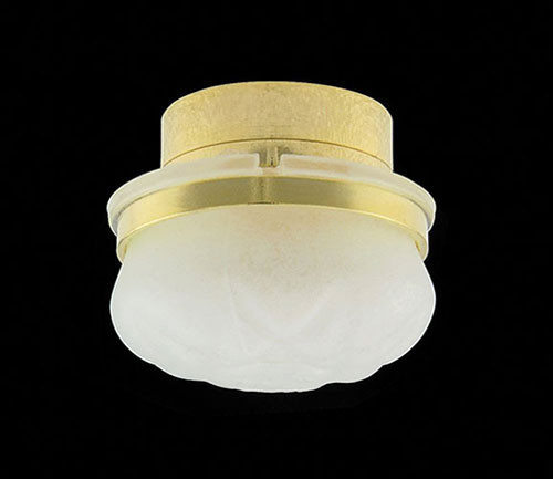 OakridgeStores.com | Miniature House - LED Frosted Round Ceiling Light w/ Wand, Brass - 1:12 Scale Dollhouse Miniature - 54010 783970540102