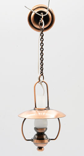 OakridgeStores.com | Miniature House - LED Battery Hanging Oil Light with Wand, Copper - 1:12 Scale Dollhouse Miniature Light - 55047CP