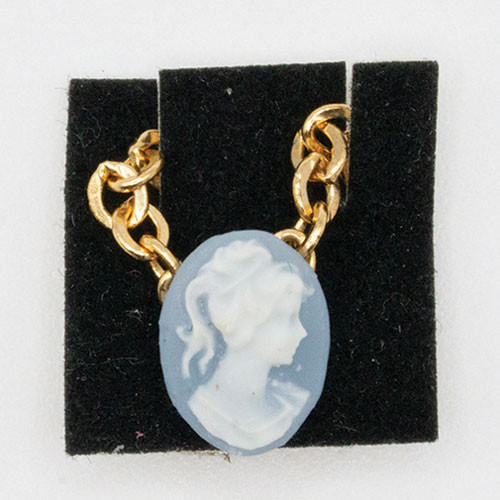 OakridgeStores.com | Multi Minis - Cameo on Chain - Light Blue with White Face - Clothing - 1" Scale Dollhouse Miniature - 2355B 749939623613