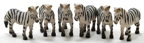 OakridgeStores.com | Multi Minis - Zebra Figures - Set of 6 - 1:12 Scale Dollhouse Miniature - 6011 749939622166