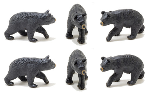 OakridgeStores.com | Multi Minis - Black Bears - Animal Figures, 6 Pieces - 1:12 Scale Dollhouse Miniature - 6043 749939622623