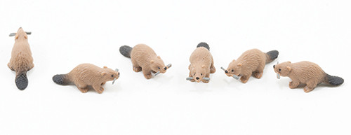 OakridgeStores.com | Multi Minis - Beavers, 6 Pieces - 1" Scale Dollhouse Miniature Figures - 6048 749939623507