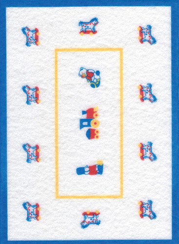 OakridgeStores.com | What's Next - Toys On Parade Nursery Rug, 5 x 7 inches - 1:12 Scale Dollhouse Miniature Rug - 1077