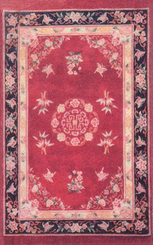 OakridgeStores.com | What's Next - Black & Red Ming Printed Rug - 1" Scale Dollhouse Miniature Rug - 1148