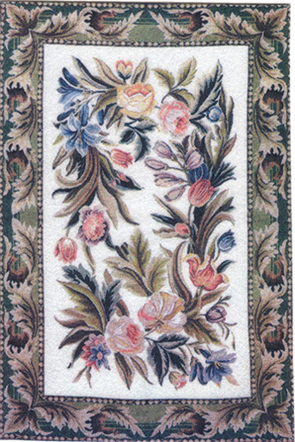 OakridgeStores.com | What's Next - Floral Leaf Printed Rug - 1" Scale Dollhouse Miniature Rug - 1149