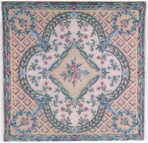 OakridgeStores.com | What's Next - French Tapestry Printed Rug - 5.5 x 5.75 inches - 1:12 Scale Dollhouse Miniature - 1155