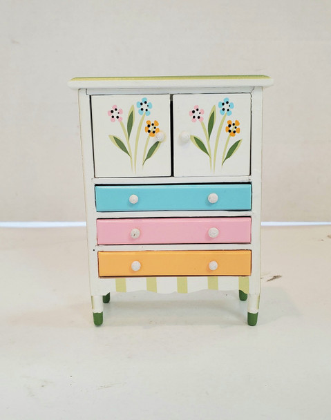 RESALE SHOP - VTG Handmade 1:12 Floral Dresser - BOST-FLORALDRESSER-NS5787