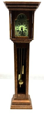 RESALE SHOP - 1:12 Handmade Dollhouse Walnut Grandfather Clock - PENE-CLOCK-LN5599