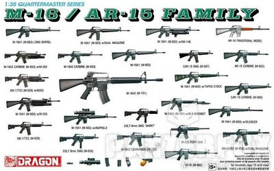 RESALE SHOP - DRAGON M-16/AR-15 Family Quartermaster 1:35 Military Model Kit 1991 Sealed-READ - RSTY-DML-3801-NOB8013