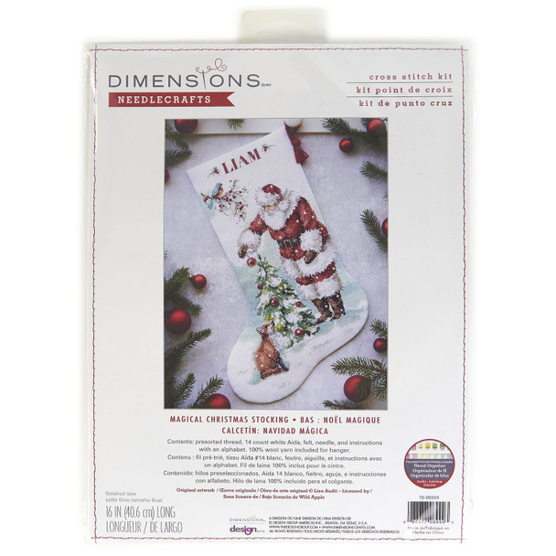 OakridgeStores.com | Dimensions - Magical Christmas Stocking - Counted Cross Stitch Kit, 14 Count, 16 inches Long - 70-08999 088677089993