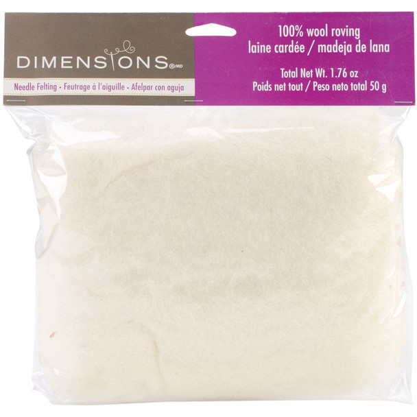 OakridgeStores.com | Dimensions - White - Feltworks Bulk Roving Wool for Needle Felting - 1.76 oz - 72-73837 088677738372