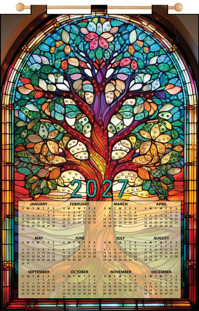 OakridgeStores.com | Design Works - Stained Glass Tree - 2027 Sequin Calendar Felt Applique Kit - 4838 021465048383